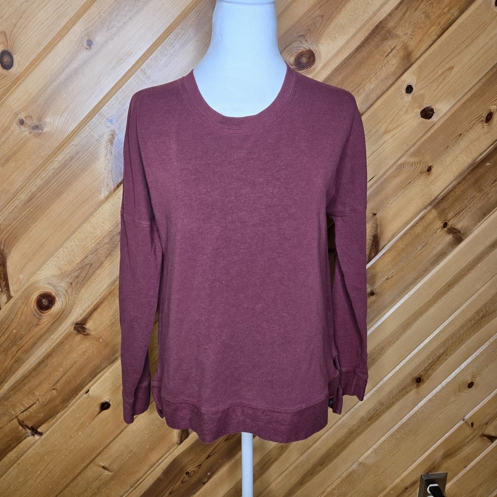 TASC Performance Womens Small Burgundy Long Sleeve Top Bamboo Organic Cotton